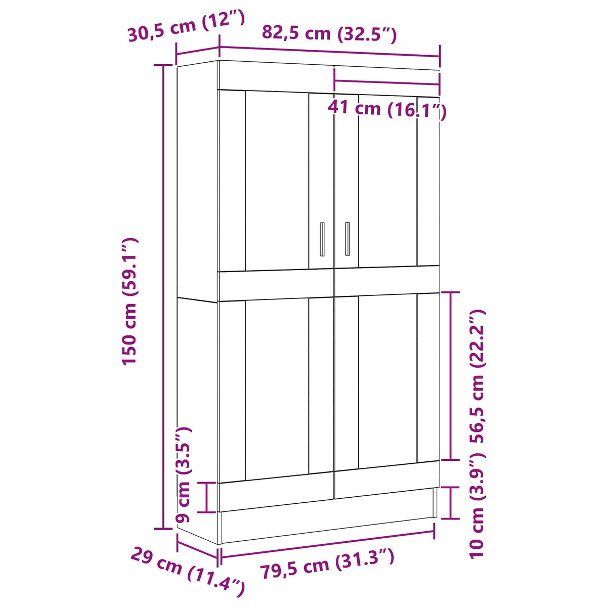 vidaXL Book Cabinet 4-Tier 82.5 x 30.5 x 150 cm Engineered Wood