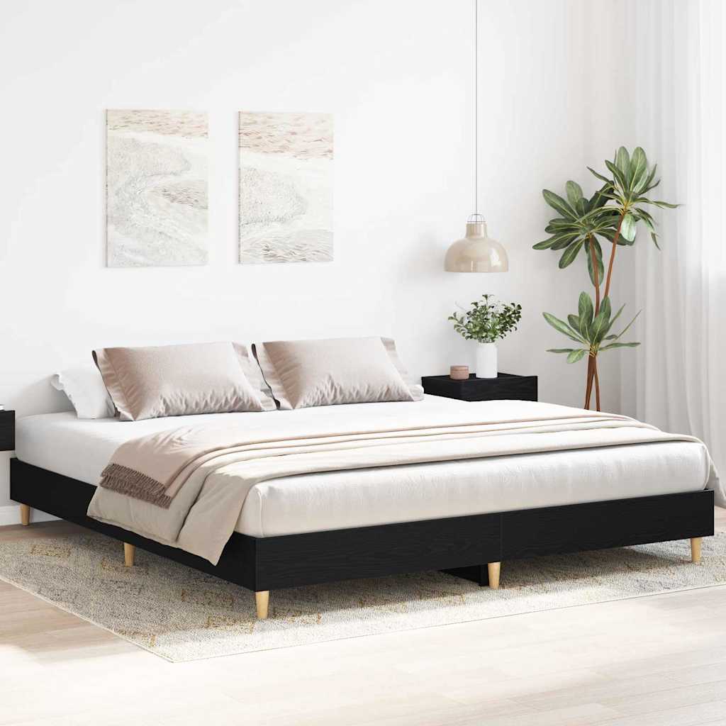 vidaXL Bed Frame Black Oak 203 x 183 x 25 cm Engineered Wood