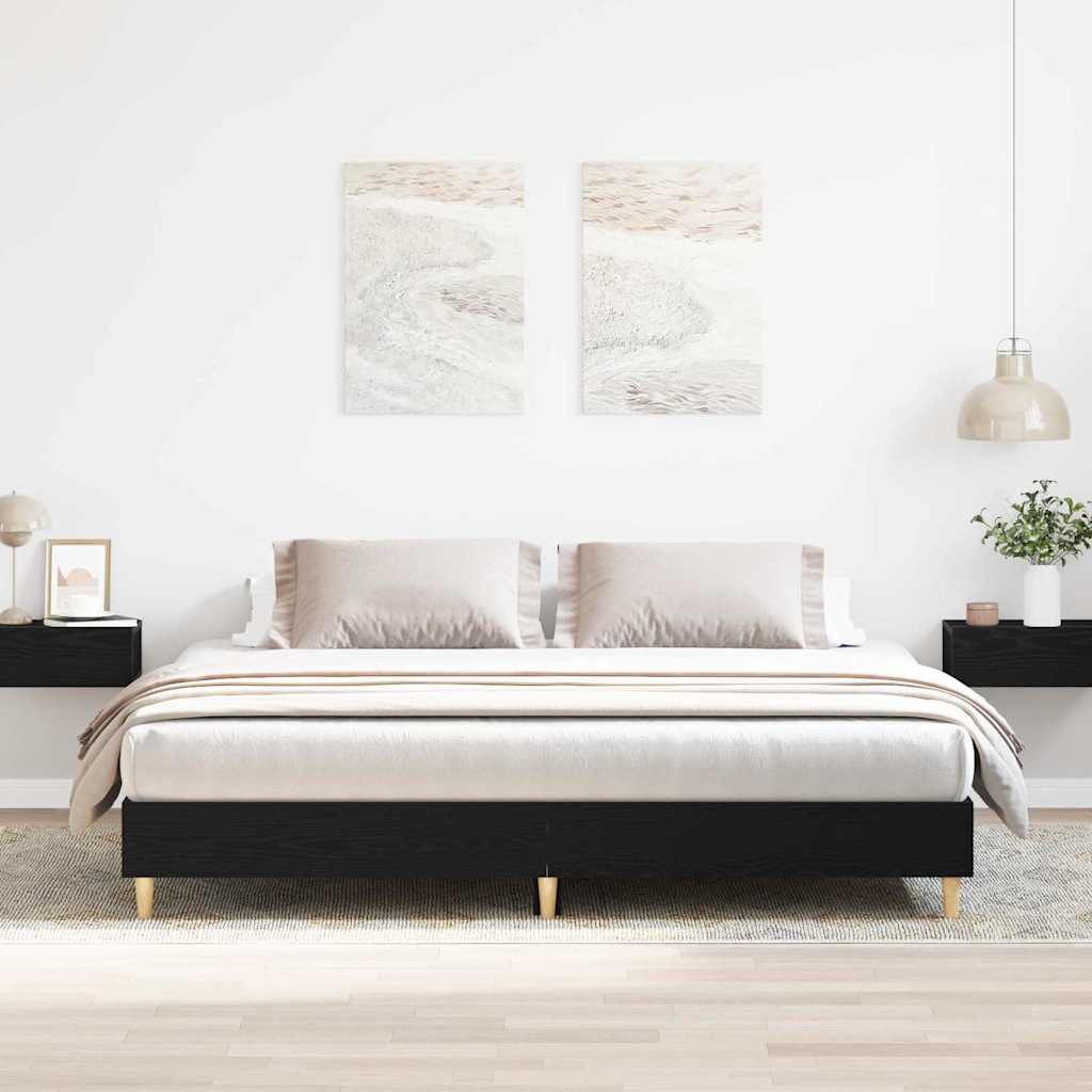 vidaXL Bed Frame Black Oak 203 x 163 x 25 cm Engineered Wood