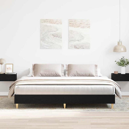 vidaXL Bed Frame Black Oak 203 x 163 x 25 cm Engineered Wood