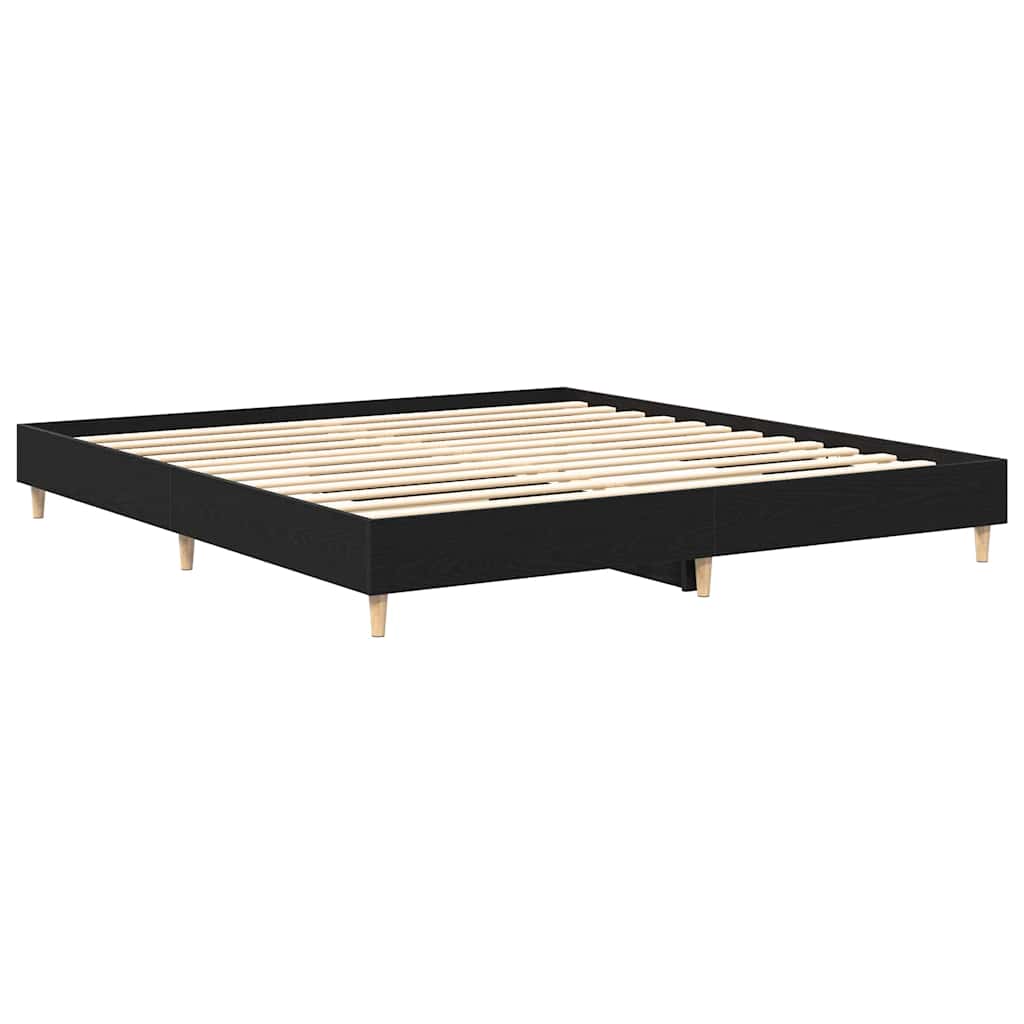 vidaXL Bed Frame Black Oak 203 x 163 x 25 cm Engineered Wood