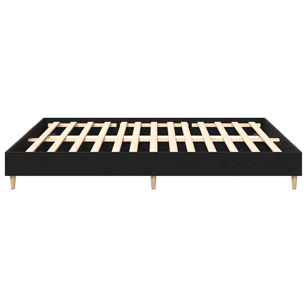 vidaXL Bed Frame Black Oak 203 x 163 x 25 cm Engineered Wood