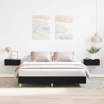 vidaXL Bed Frame Black Oak 203 x 153 x 25 cm Engineered Wood