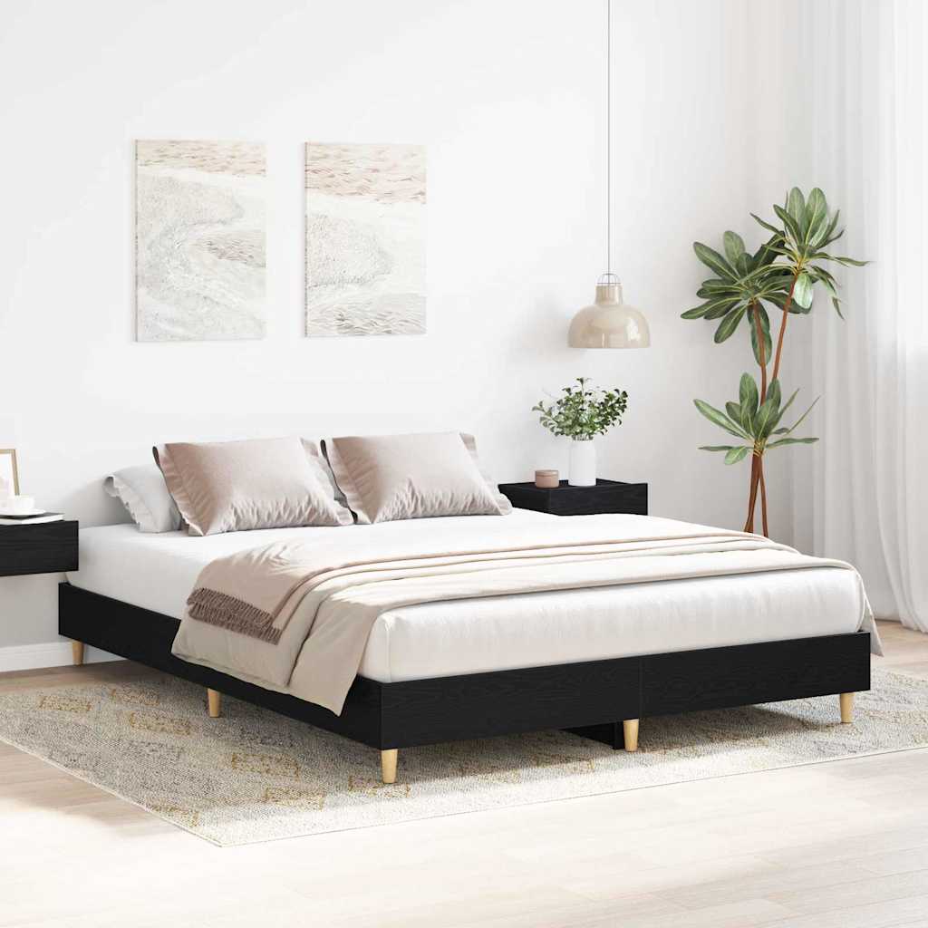 vidaXL Bed Frame Black Oak 203 x 153 x 25 cm Engineered Wood