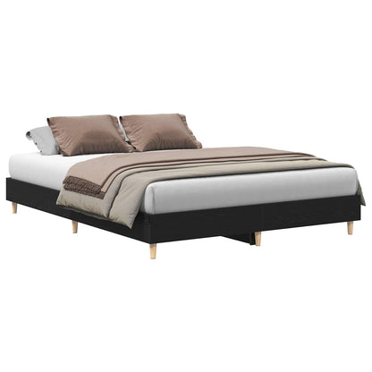 vidaXL Bed Frame Black Oak 203 x 153 x 25 cm Engineered Wood