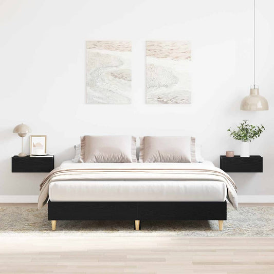 vidaXL Bed Frame Black Oak 203 x 143 x 25 cm Engineered Wood