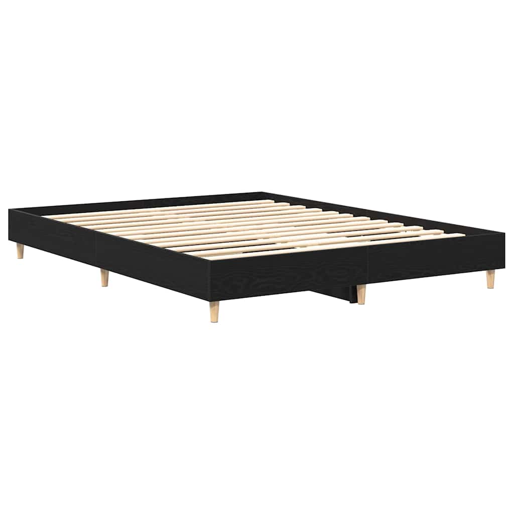 vidaXL Bed Frame Black Oak 203 x 143 x 25 cm Engineered Wood