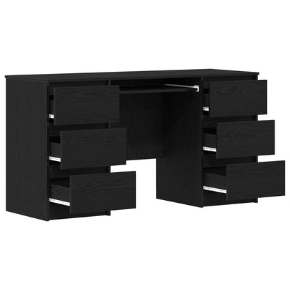 vidaXL Desk with Drawer Black Oak 140 x 50 x 76 cm Engineered Wood