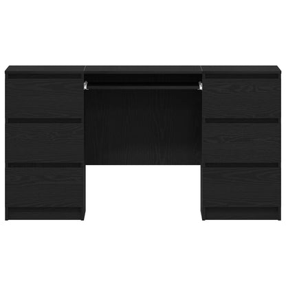 vidaXL Desk with Drawer Black Oak 140 x 50 x 76 cm Engineered Wood