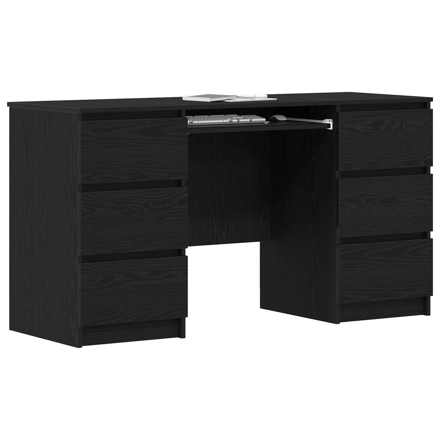 vidaXL Desk with Drawer Black Oak 140 x 50 x 76 cm Engineered Wood