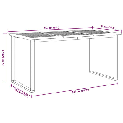 vidaXL Garden Table Grey 160 x 80 x 75 cm Solid Acacia Wood
