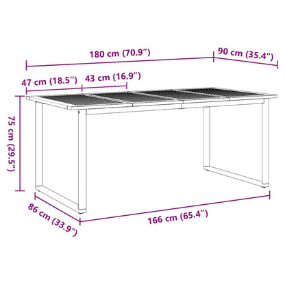 vidaXL Garden Table Grey 180 x 90 x 75 cm Solid Acacia Wood