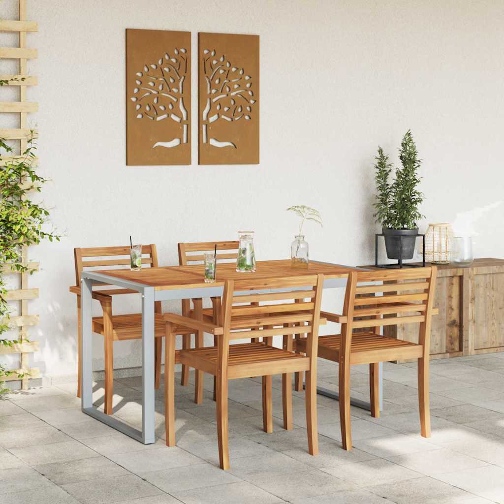 vidaXL Garden Table Grey 140 x 80 x 75 cm Solid Acacia Wood