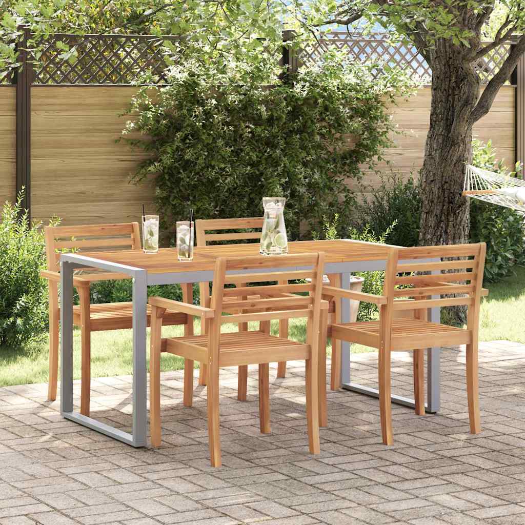 vidaXL Garden Table Grey 160 x 80 x 75 cm Solid Acacia Wood