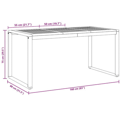 vidaXL Garden Table Grey 160 x 80 x 75 cm Solid Acacia Wood