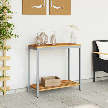 vidaXL Outdoor Table with Storage Natural and Grey 80 x 35 x 75 cm