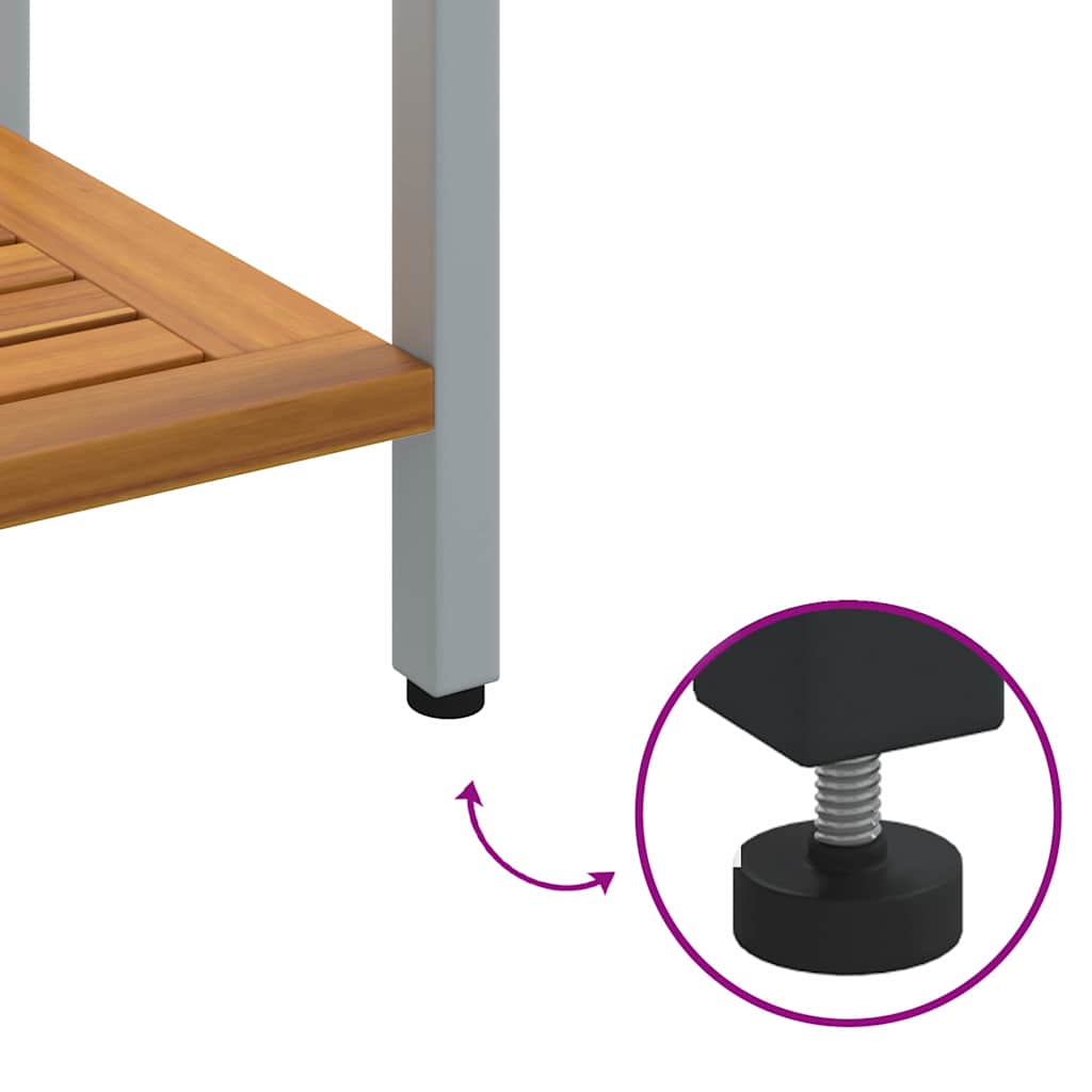 vidaXL Outdoor Table with Storage Natural and Grey 80 x 35 x 75 cm