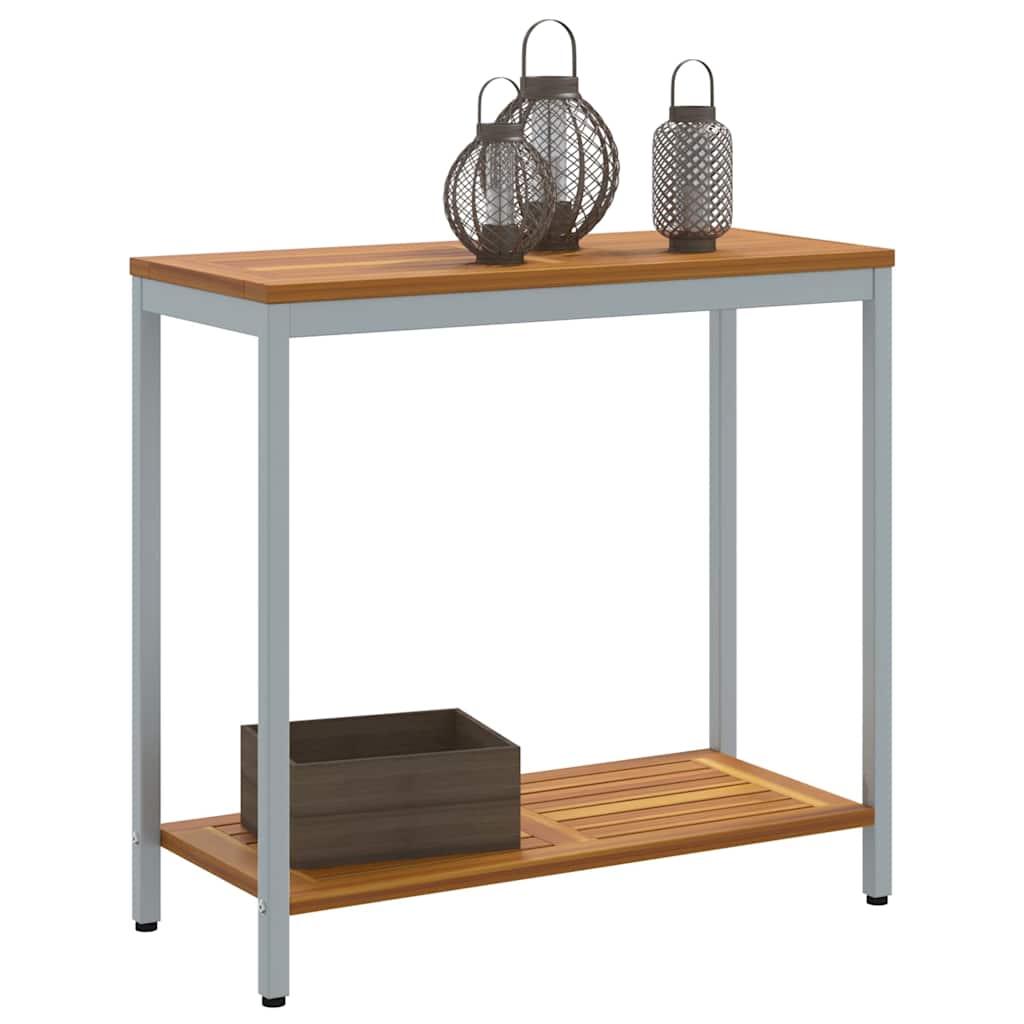 vidaXL Outdoor Table with Storage Natural and Grey 80 x 35 x 75 cm