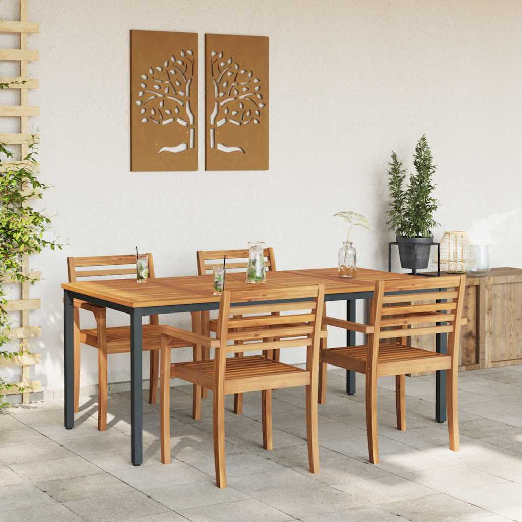 vidaXL Outdoor Table Natural and Black 180 x 90 x 75 cm