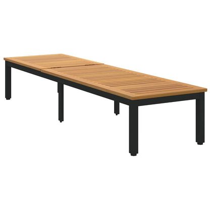 vidaXL Sun lounger Reclining Black 200 x 55 x 35 cm Solid Acacia Wood