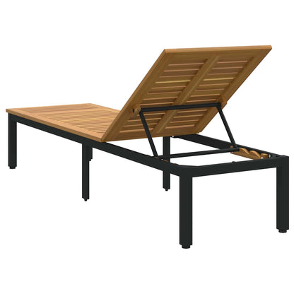 vidaXL Sun lounger Reclining Black 200 x 55 x 35 cm Solid Acacia Wood