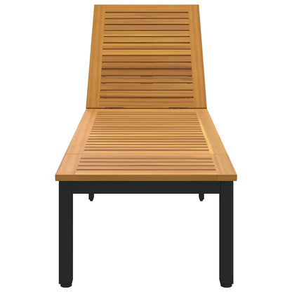vidaXL Sun lounger Reclining Black 200 x 55 x 35 cm Solid Acacia Wood