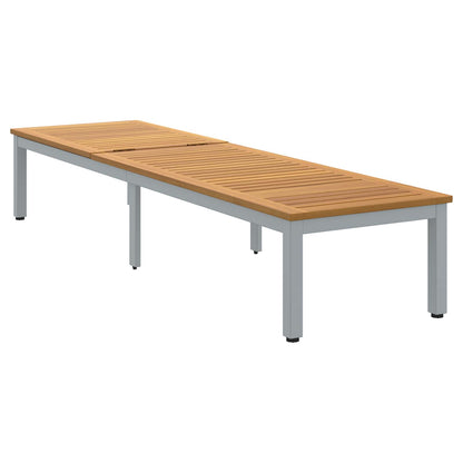 vidaXL Sun lounger Reclining Grey 200 x 55 x 35 cm Solid Acacia Wood