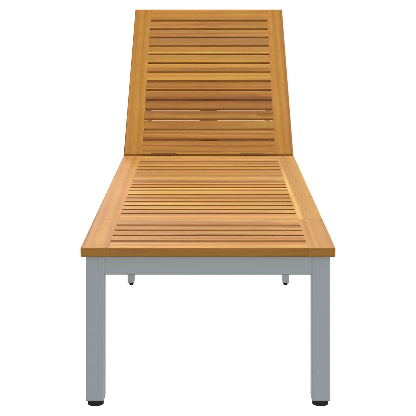 vidaXL Sun lounger Reclining Grey 200 x 55 x 35 cm Solid Acacia Wood