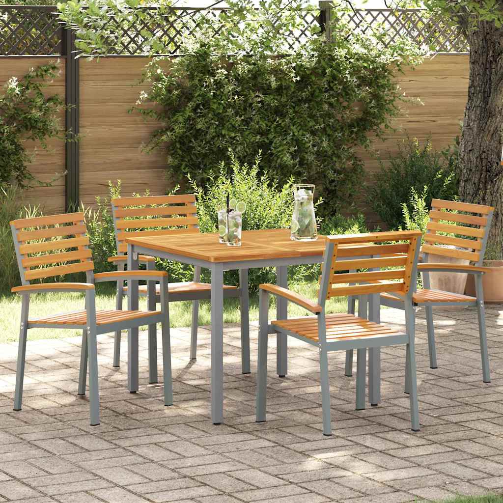 vidaXL Garden Chair 4 pcs Brown Solid Acacia Wood Stackable