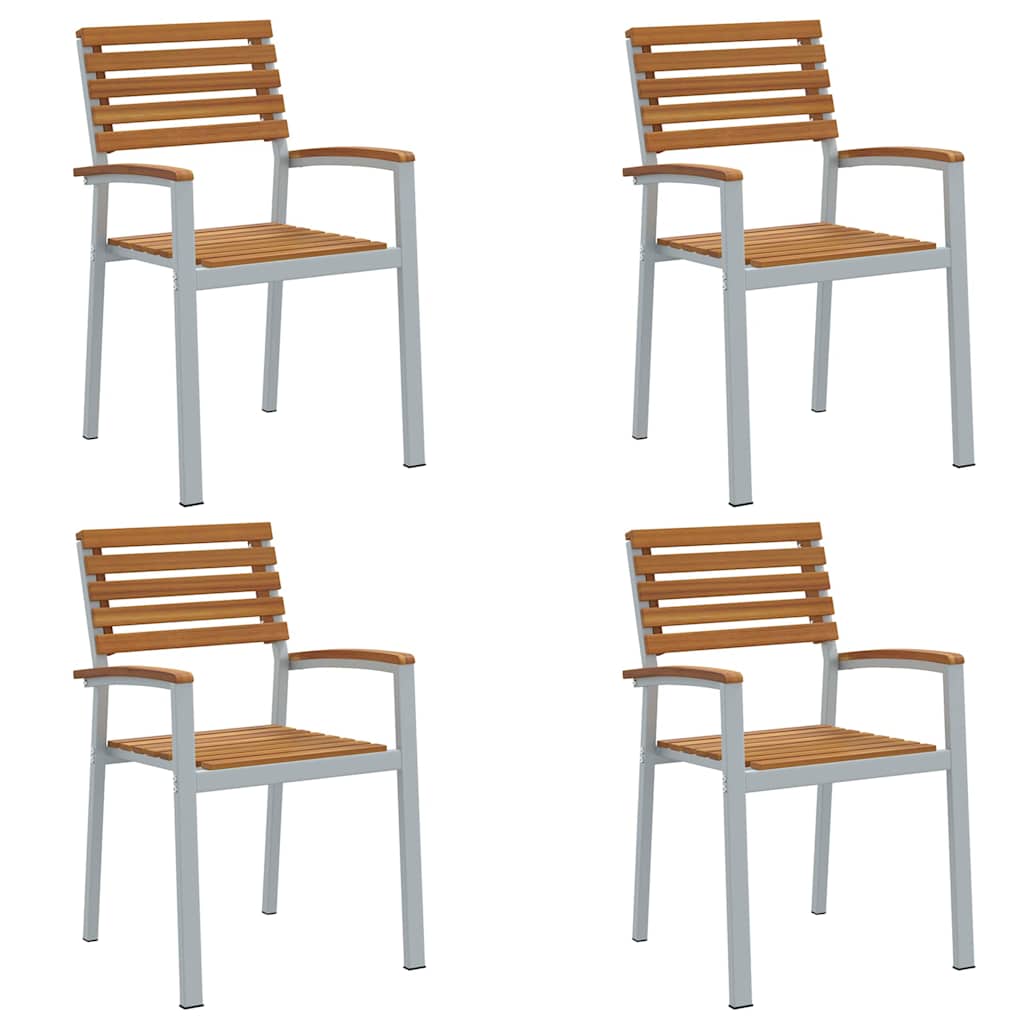 vidaXL Garden Chair 4 pcs Brown Solid Acacia Wood Stackable