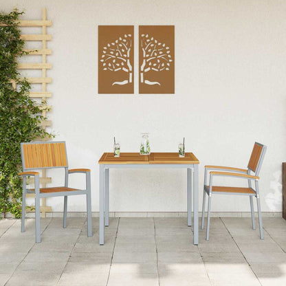 vidaXL Stacking Chair 2 pcs Brown 56 x 57 x 87 cm Solid Acacia Wood