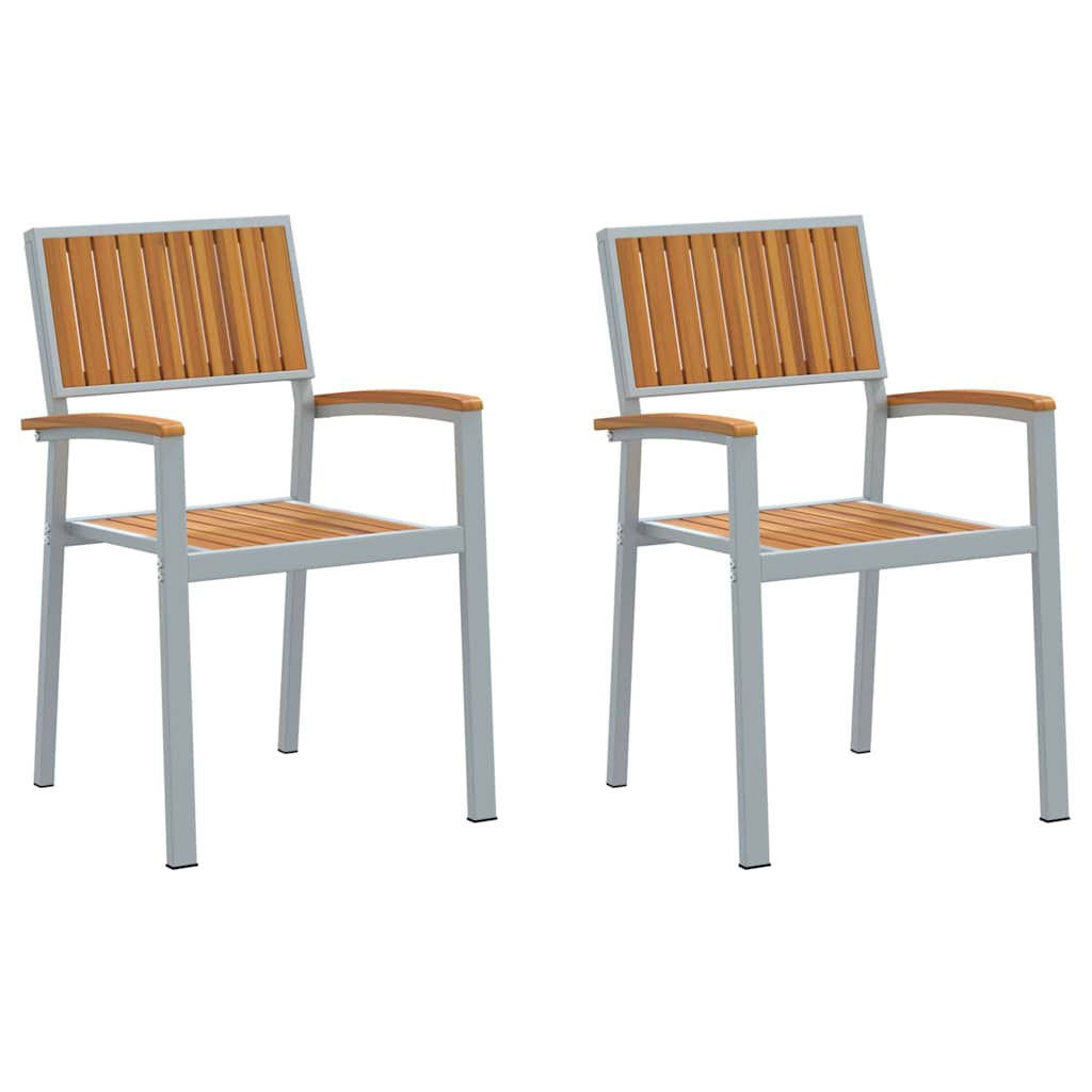 vidaXL Stacking Chair 2 pcs Brown 56 x 57 x 87 cm Solid Acacia Wood