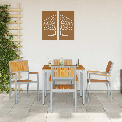 vidaXL Stacking Chair 4 pcs Brown 56 x 57 x 87 cm Solid Acacia Wood