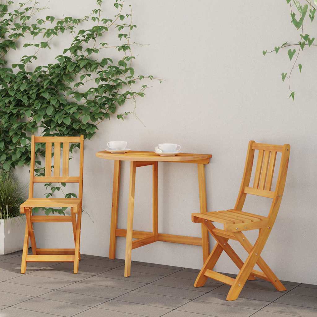 vidaXL Garden Chair with Cushion Folding 2 pcs Solid Acacia Wood