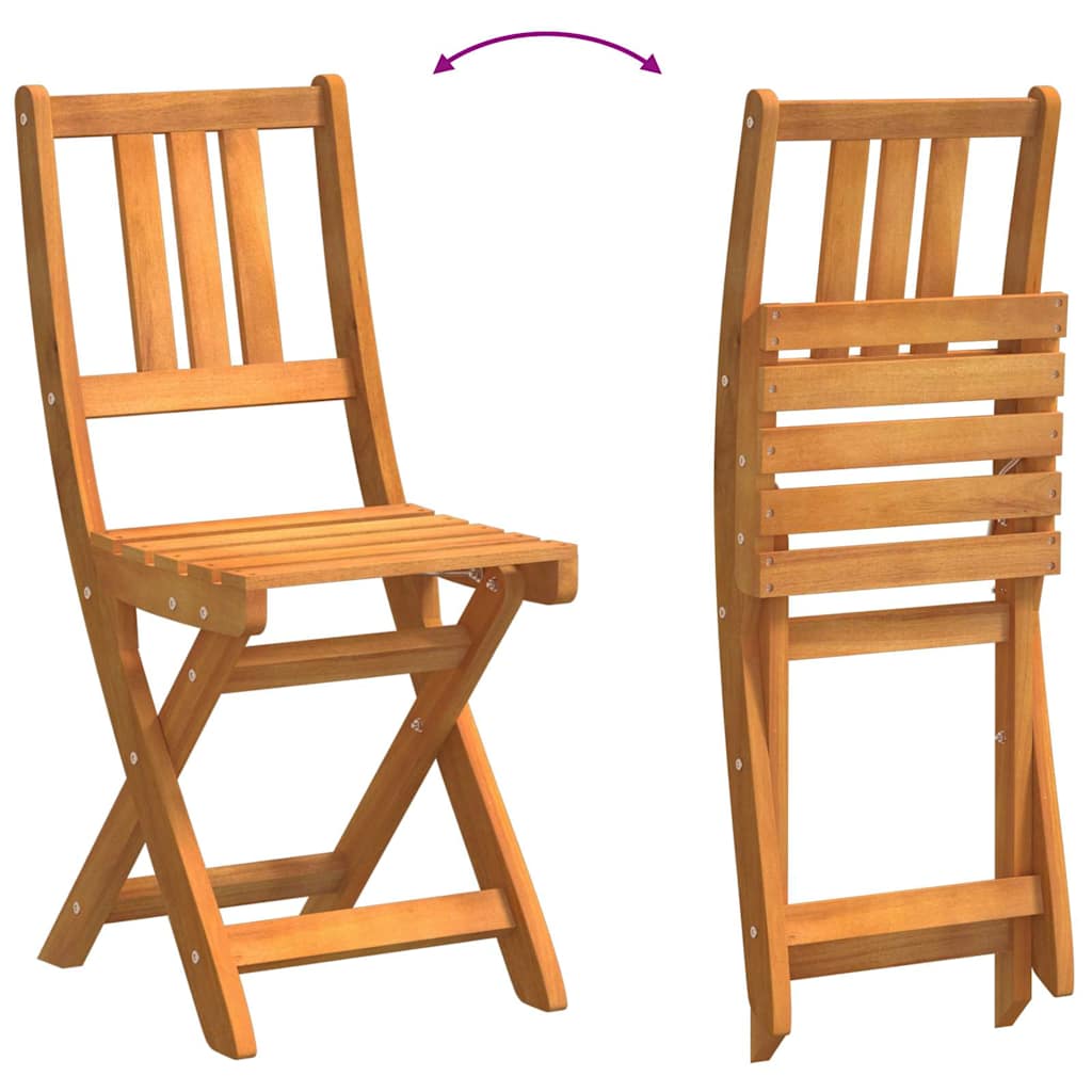 vidaXL Garden Chair with Cushion Folding 2 pcs Solid Acacia Wood