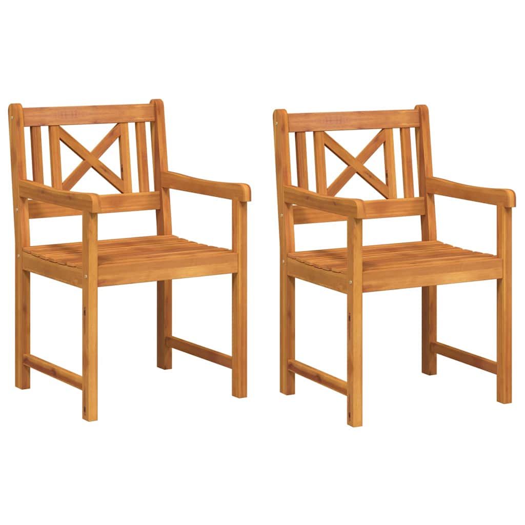 vidaXL Garden Chairs 2 pcs Natural Solid Acacia Wood