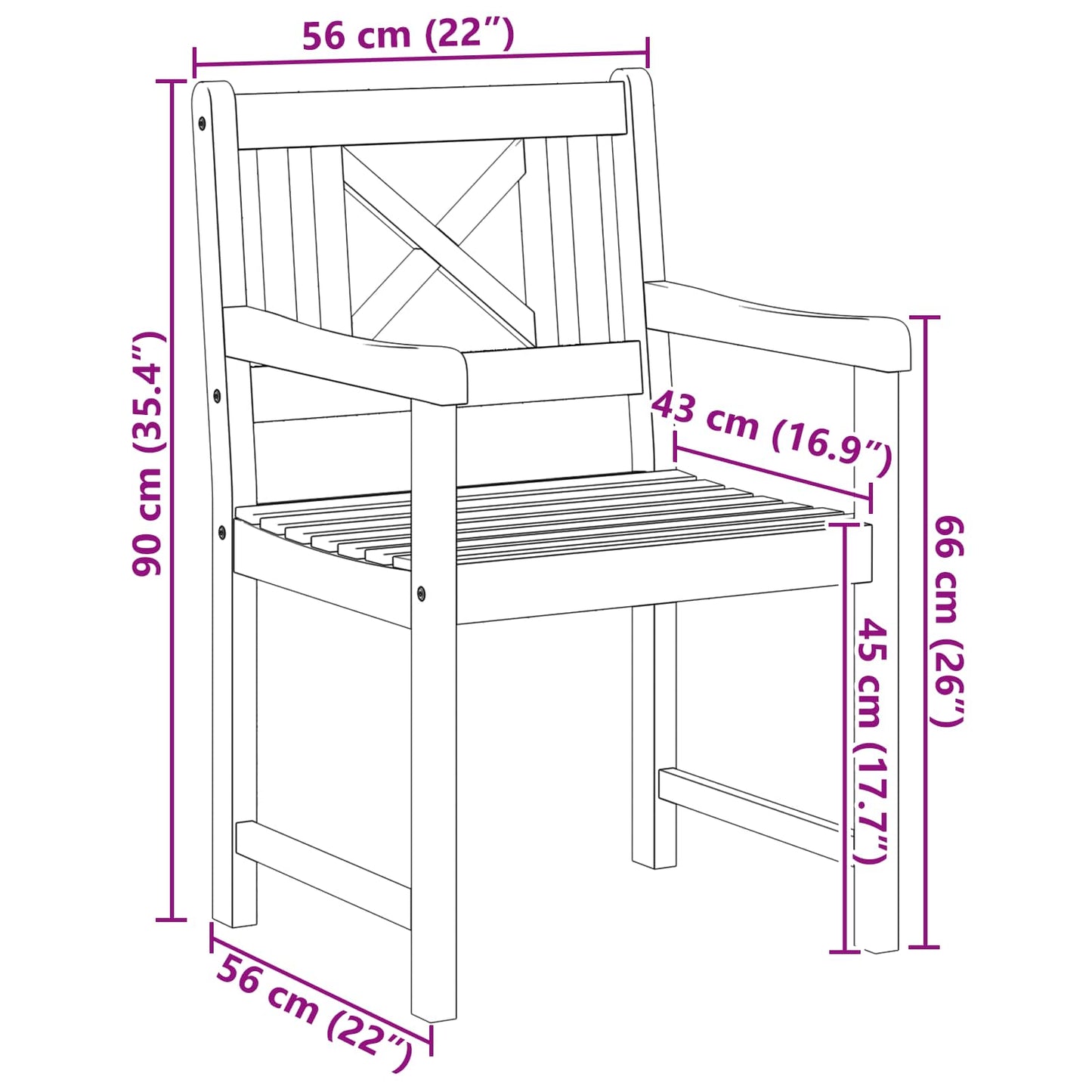 vidaXL Garden Chairs 2 pcs Natural Solid Acacia Wood
