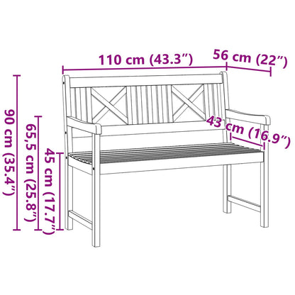 vidaXL Outdoor Bench Natural 110 x 56 x 90 cm Solid Acacia Wood
