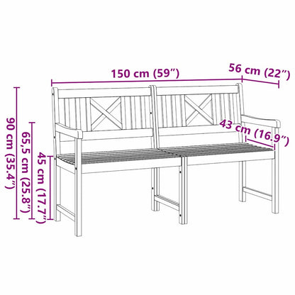 vidaXL Outdoor Bench Natural 150 x 56 x 90 cm Solid Acacia Wood