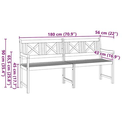vidaXL Outdoor Bench Natural 180 x 56 x 90 cm Solid Acacia Wood