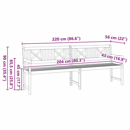vidaXL Outdoor Bench Natural 220 x 56 x 90 cm Solid Acacia Wood