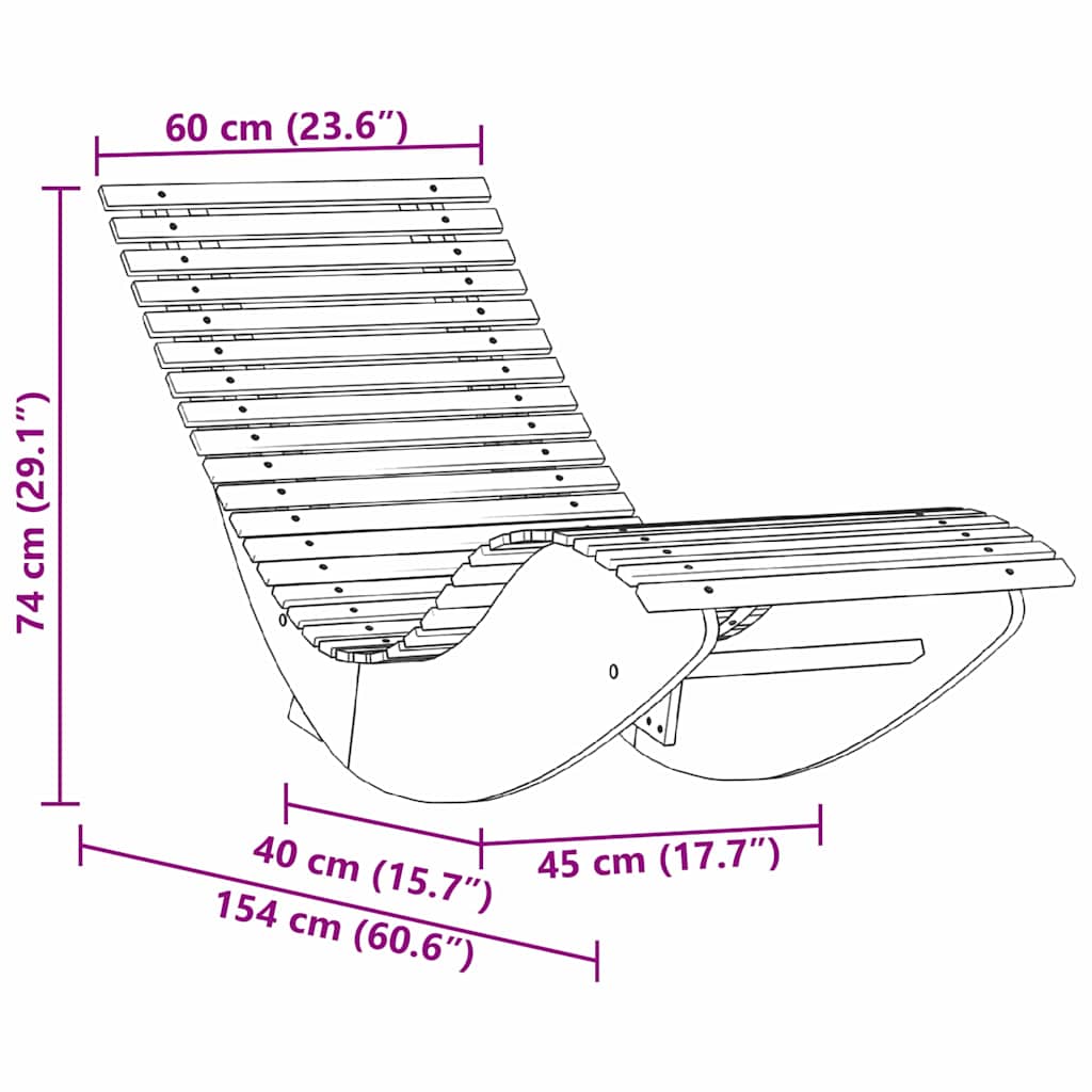 vidaXL Lounger 2-person 2 pcs Brown 154 x 60 x 74 cm Solid Acacia Wood