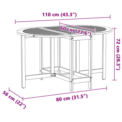 vidaXL Garden Table Folding Brown 110 x 60 x 72 cm Solid Acacia Wood