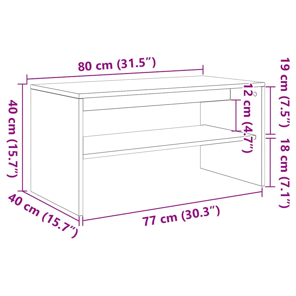 vidaXL TV Cabinet Artisan Oak 80x40x40 cm Engineered Wood