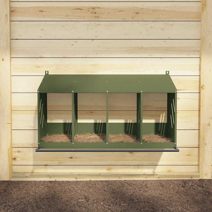 vidaXL Chicken Nesting Box with 4 Compartments Olive Green Metal