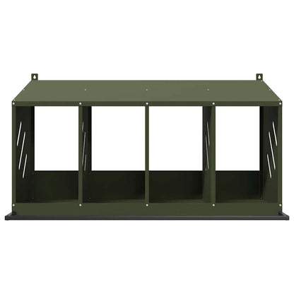 vidaXL Chicken Nesting Box with 4 Compartments Olive Green Metal