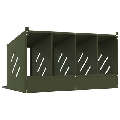 vidaXL Chicken Nesting Box with 4 Compartments Olive Green Metal