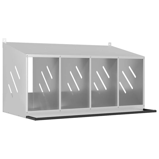 vidaXL Chicken Nesting Box with 4 Compartments Galvanized Silver Metal