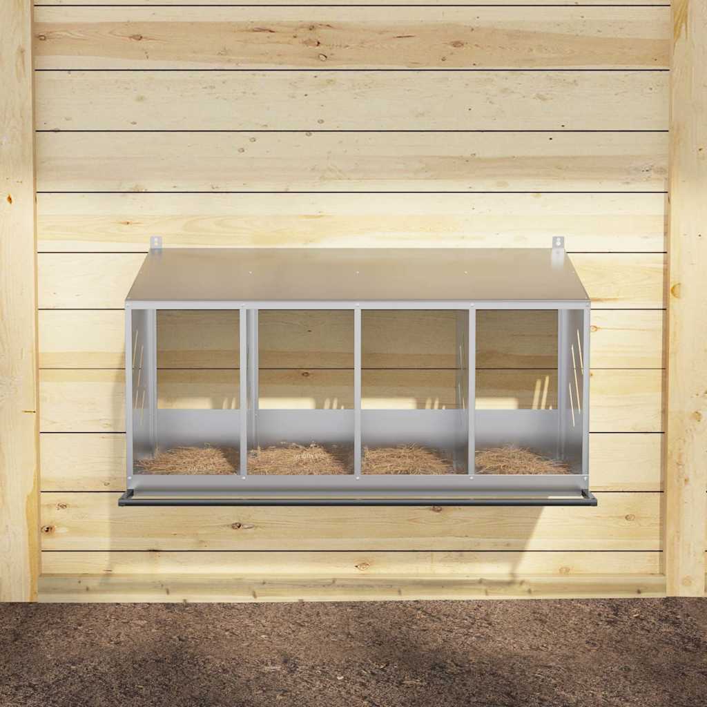 vidaXL Chicken Nesting Box with 4 Compartments Galvanized Silver Metal