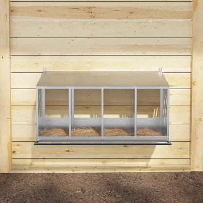vidaXL Chicken Nesting Box with 4 Compartments Galvanized Silver Metal